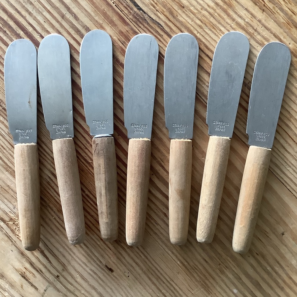 Vintage 7 Japan Wood Handle Hors D’Oeuvres Butter Spreaders